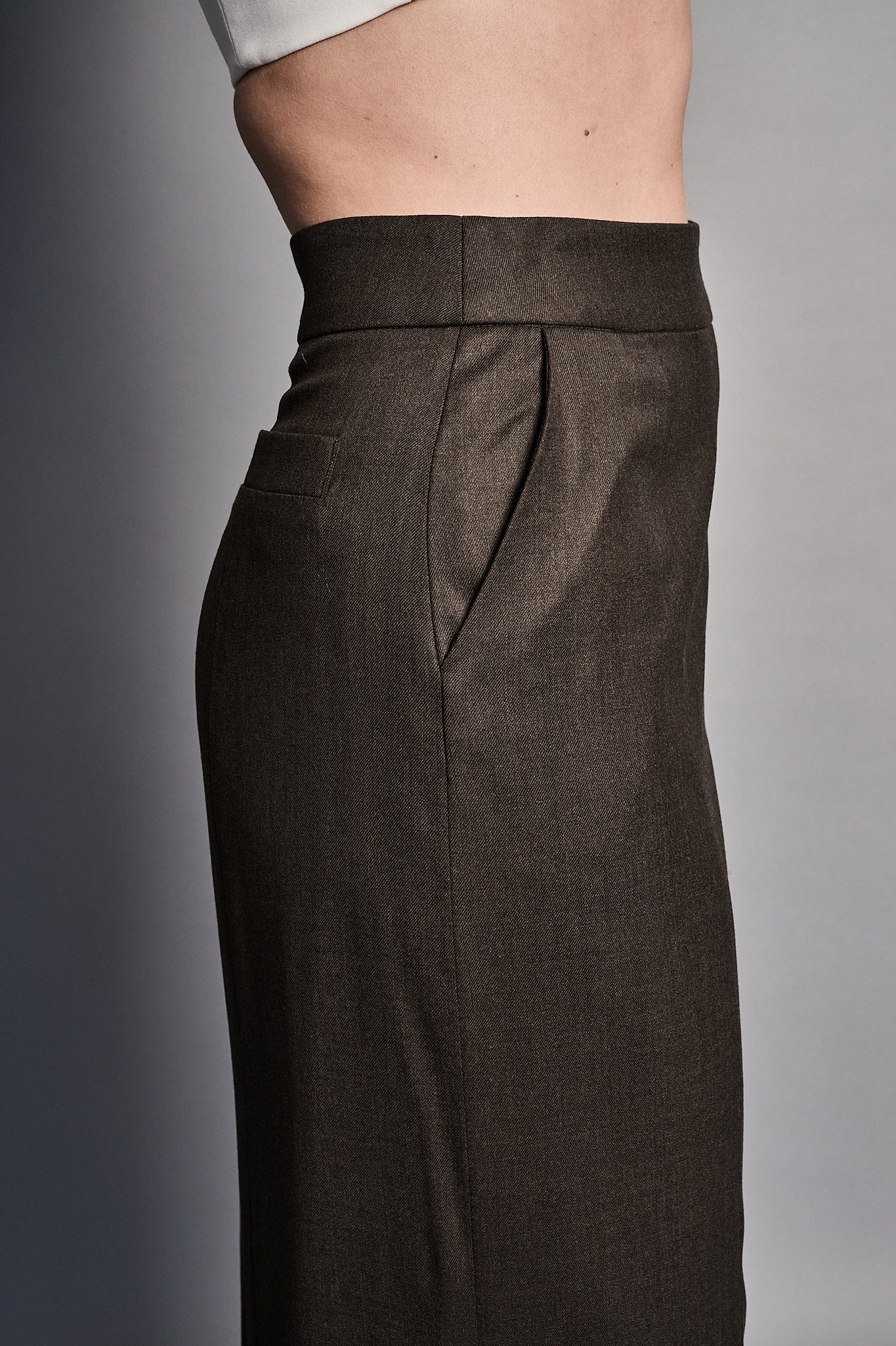 Classic Column Skirt - Chocolate (PRE-ORDER)