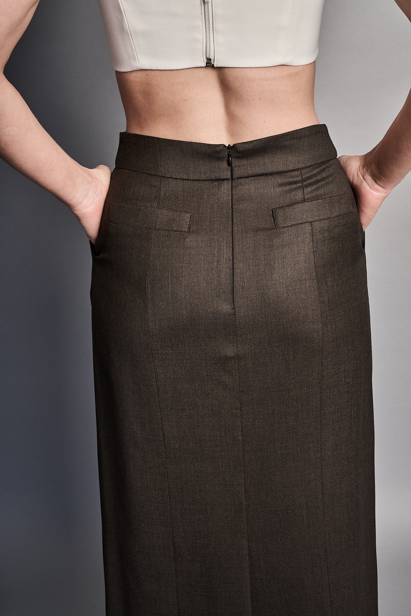 Classic Column Skirt - Chocolate (PRE-ORDER)