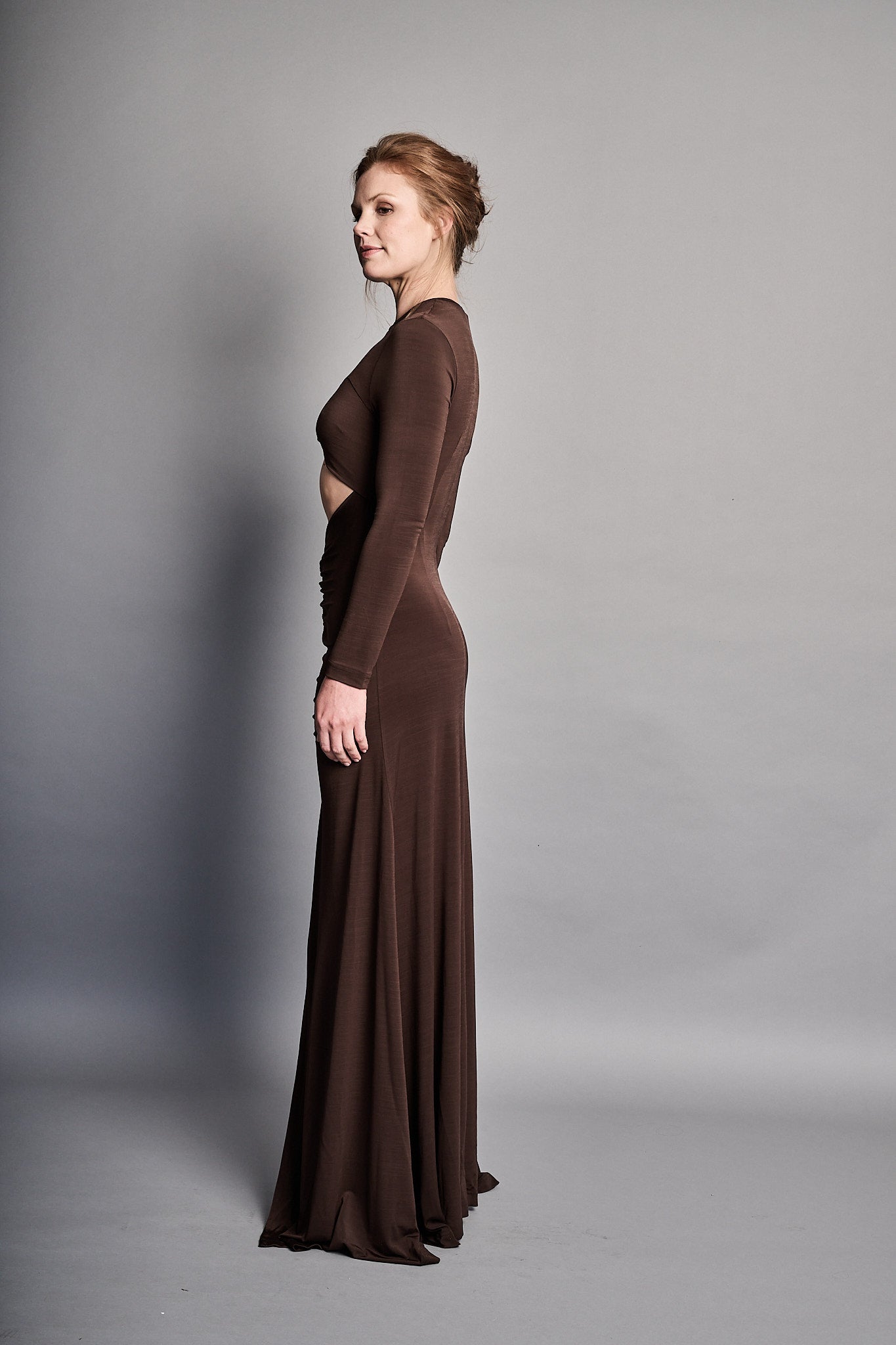 Classic Bodycon Cutaway Gown - Chocolate (PRE-ORDER)