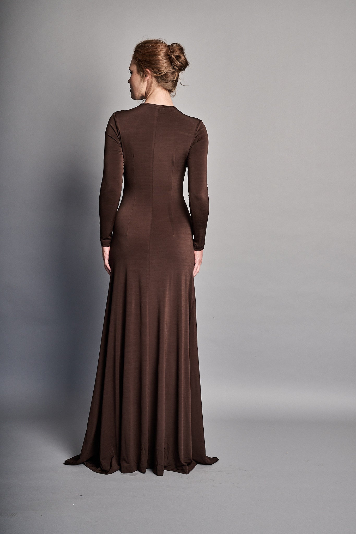 Classic Bodycon Cutaway Gown - Chocolate (PRE-ORDER)