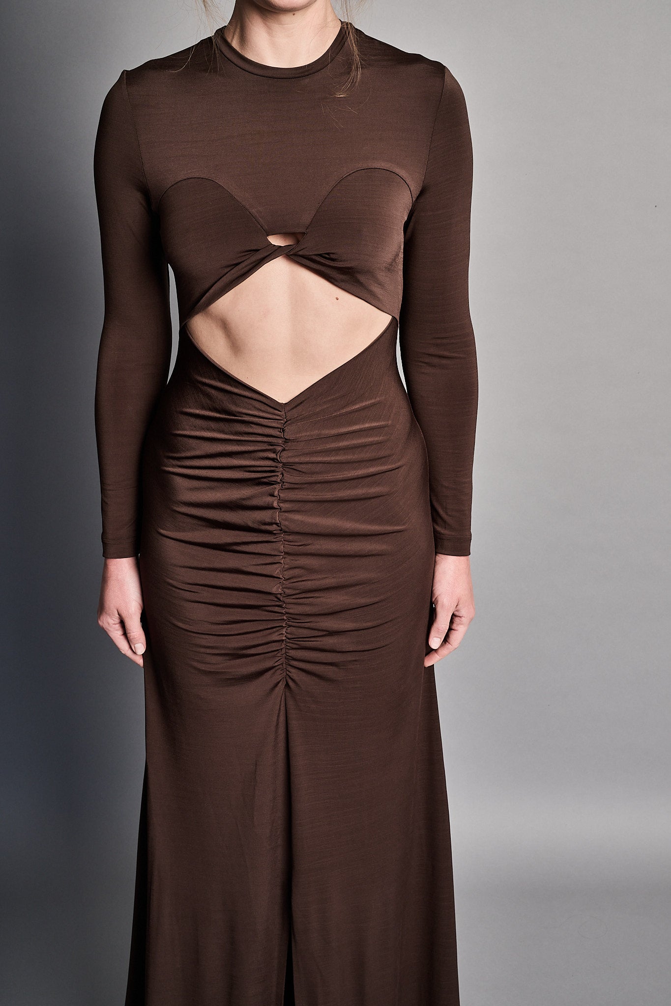 Classic Bodycon Cutaway Gown - Chocolate (PRE-ORDER)